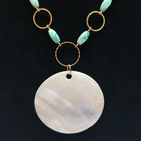 💕Shell Turquoise Bead & Loop Necklace - Picture 2 of 8